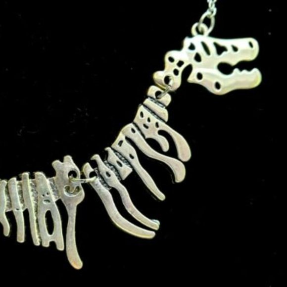 SILVER T-REX DINOSAUR NECKLACE-UNIQUE - Picture 2 of 5